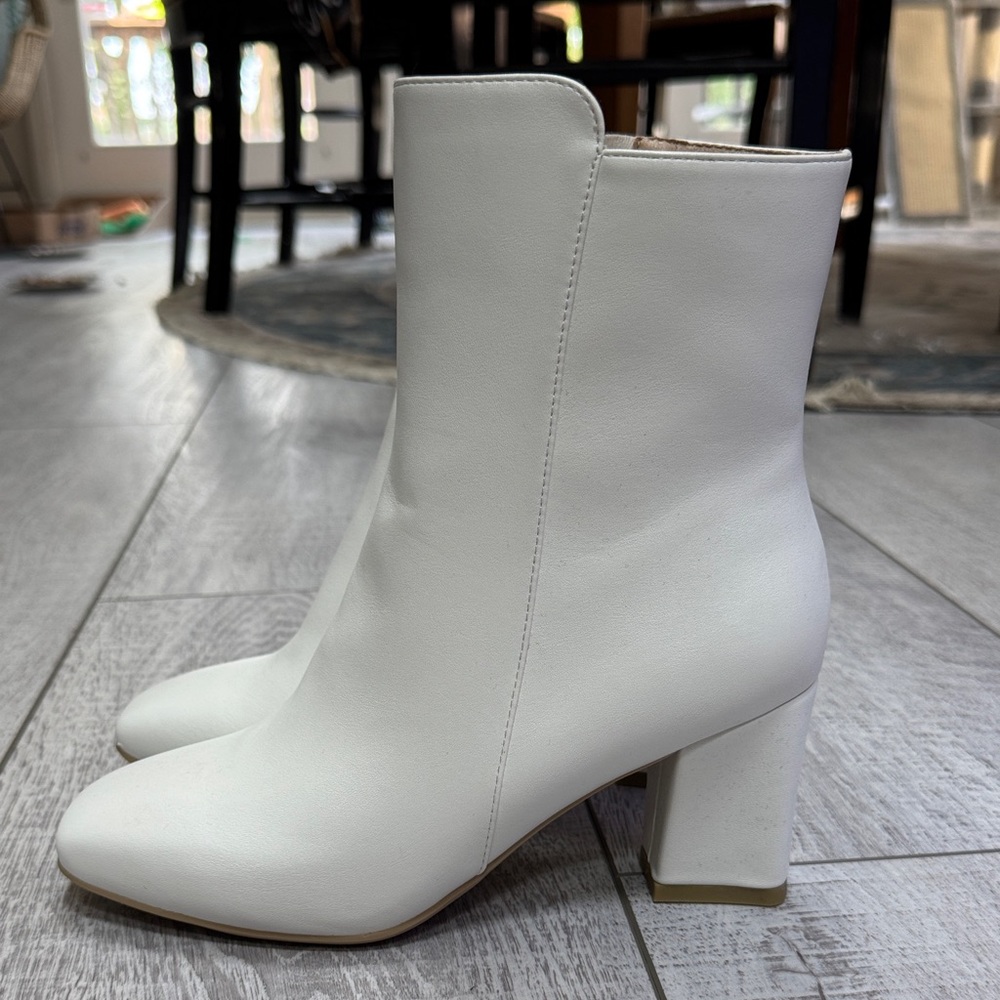 Women's Square Toe Ankle Booties with Low Block Heel & Side Zipper